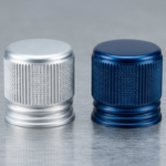 ROPP cap specification sheet: two 28/15 mm aluminium ROPP closures side by side